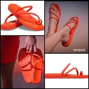 Crocs Miami Toe Loop Sandal Flat Orange Croslite Foam Comfy Strappy Sandals 10